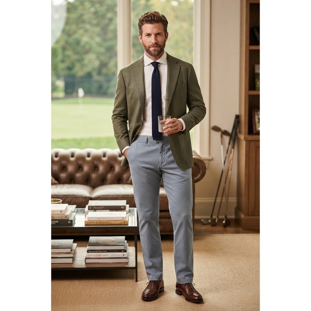 Peter Millar Mens Crown Comfort Chino Pants 38x38 Blue MF16B84BT Flat Front